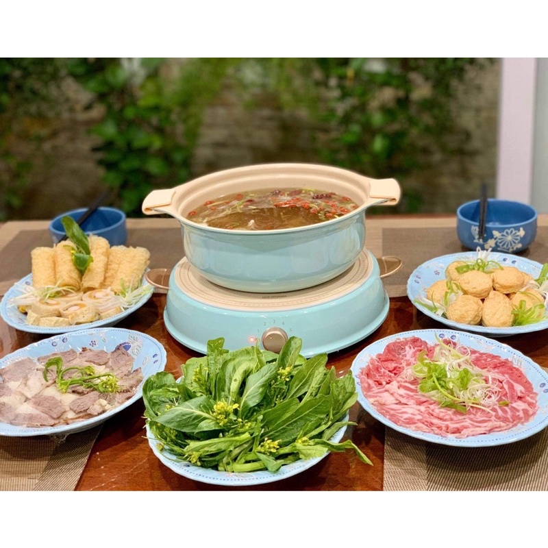 Bộ bếp từ kèm nồi lẩu chống dính gốm Ricopa - Hãng Iris Ohyama