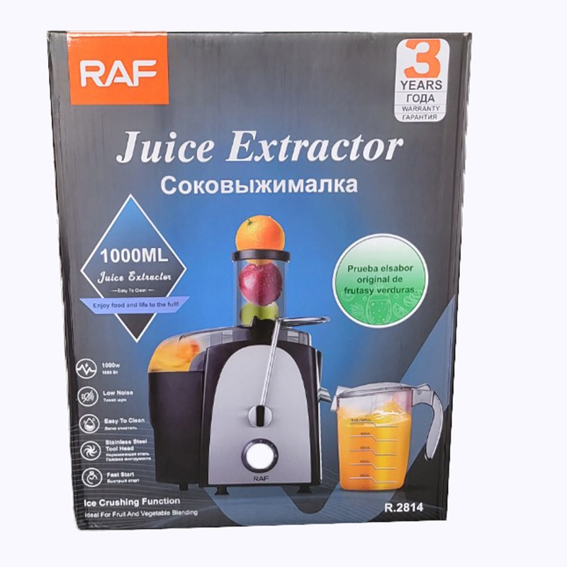 Máy ép trái cây RAF 1000W. Máy ép hoa quả ép được cả trái cây cứng như cà rốt, cóc ổi, bảo hành 1 năm