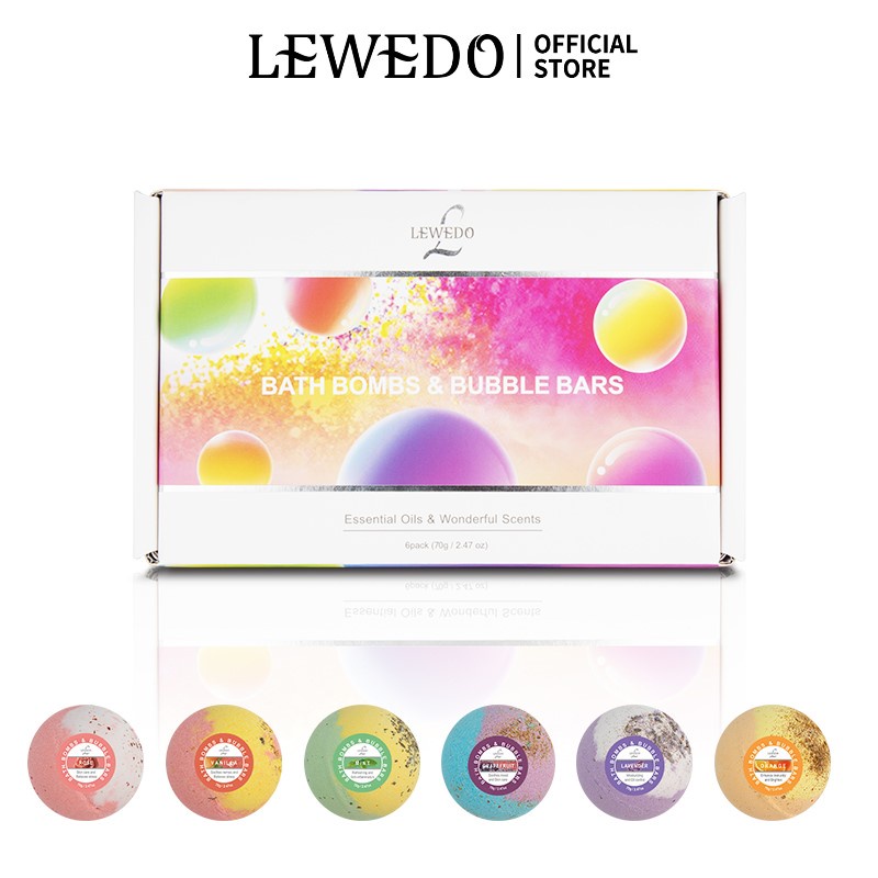 LEWEDO Rainbow Bath Bomb Aromatherapy bath ball 70G × 6