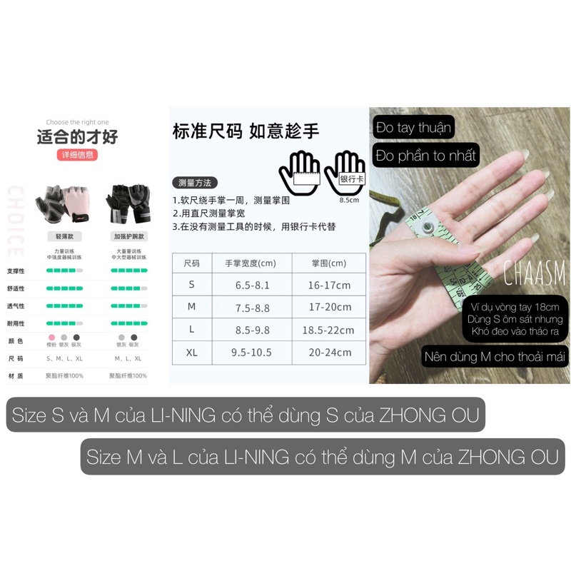 CHÍNH HÃNG-Găng tay tập gym/ bao tay thể thao nam nữ Lining HÀNG CÓ SẴN