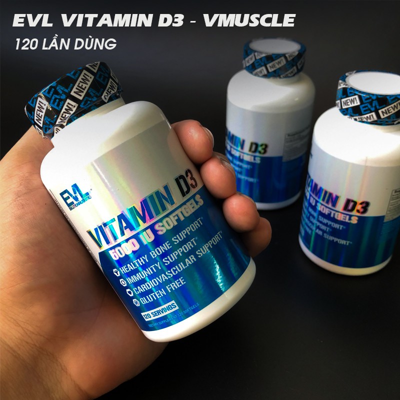 EVL Vitamin D3 5000 IU hỗ trợ nâng cao sức đề kháng (120 Lần dùng)