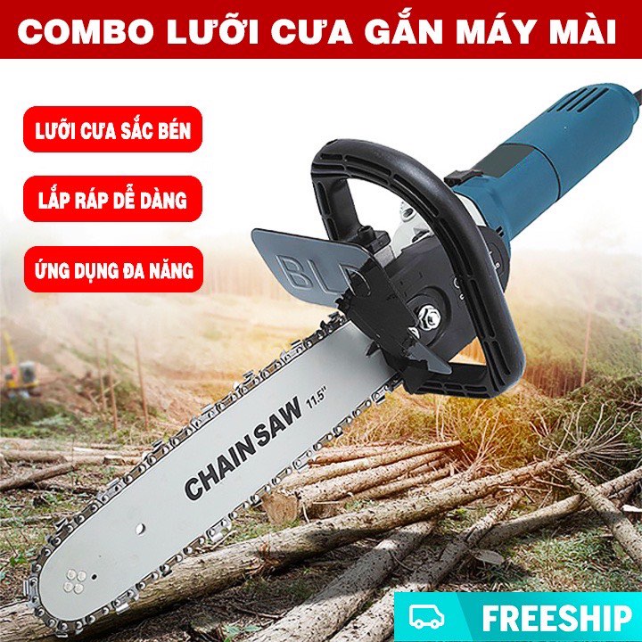 Combo Máy Mài Góc Cầm Tay Bosh 670W và Lưỡi Cưa Xích Chain Saw gắn máy mài