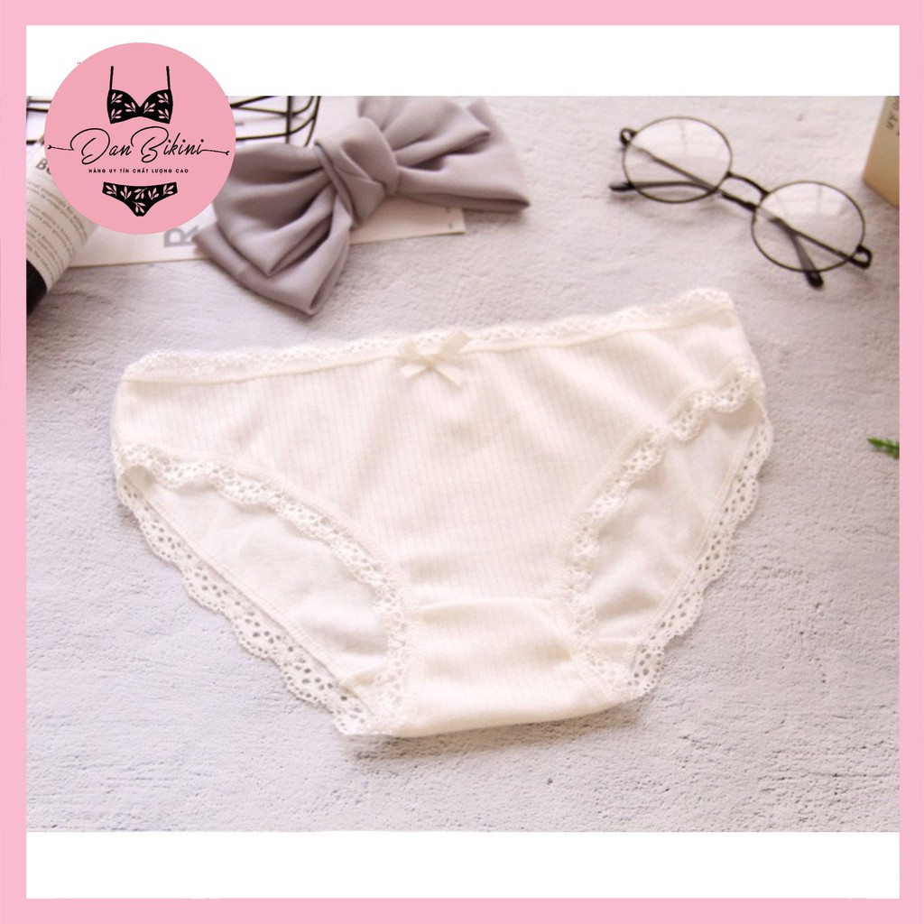 Quần Lót Nữ thun gân tăm viền ren mềm mại tôn dáng gợi cảm co dãn mã 0756
