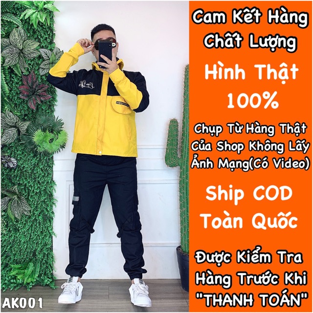 Áo Khoác Jackets KaKi 2 Lớp Phối Màu Mẫu Nam Nữ CHỮ KÝ VÀNG - AK1001