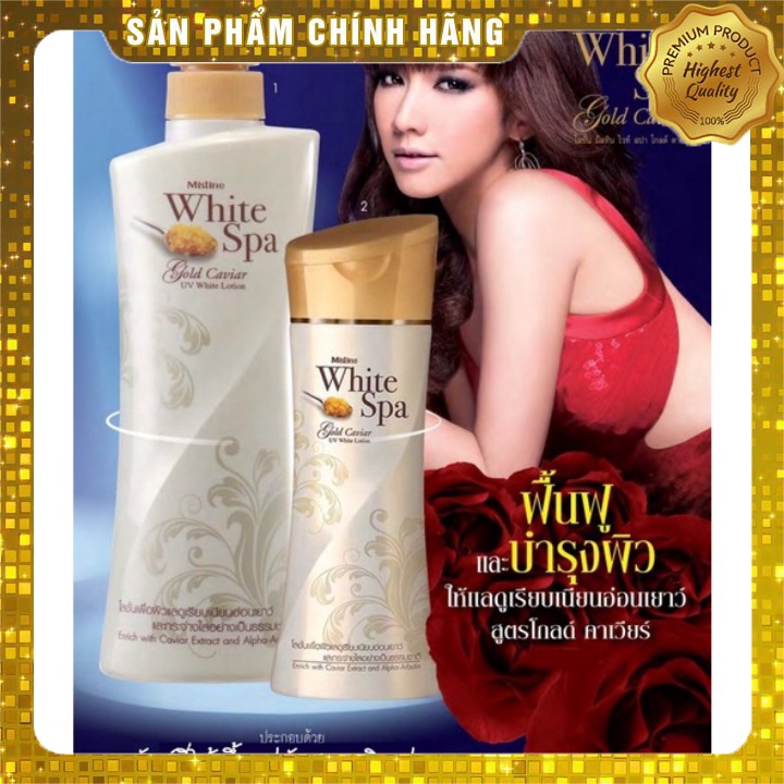 Lotion Dưỡng Thể Trắng Da Tinh Chất Trứng Cá Muối Vàng Mistine White Spa 400ml Thái Lan