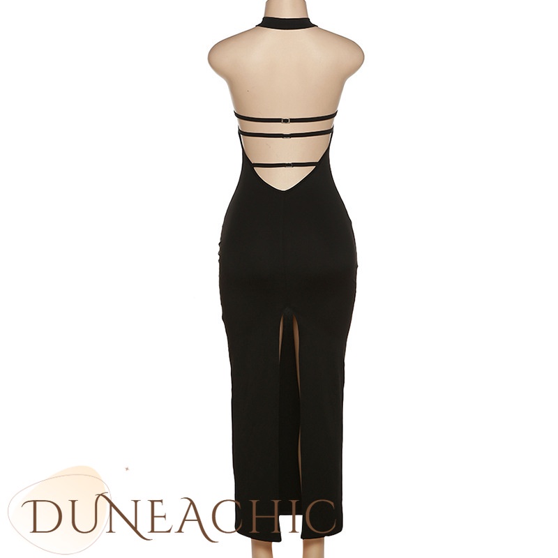 DUNEA Đầm maxi xẻ tà hở lưng gợi cảm dành cho nữ