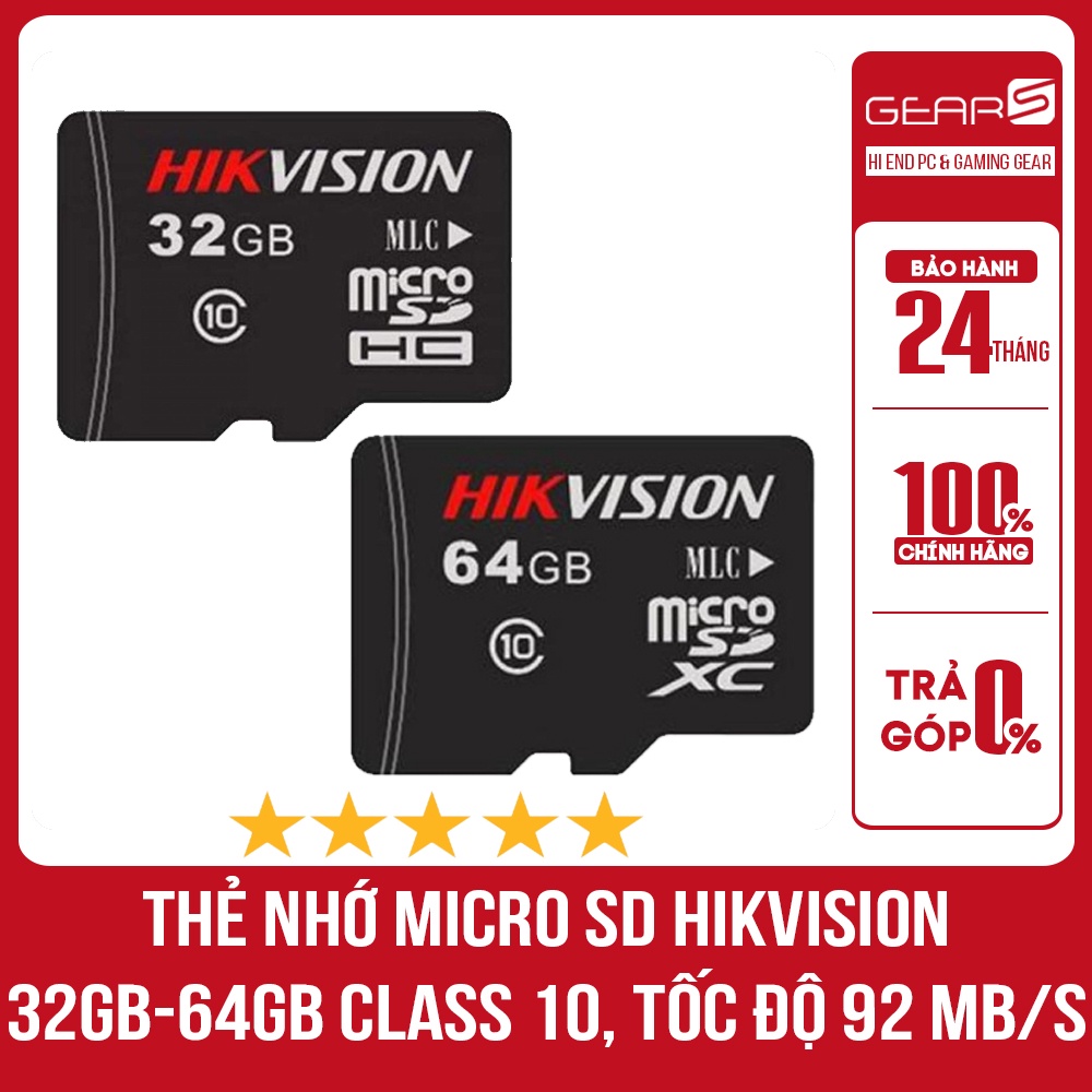 Thẻ Nhớ Micro SD Hikvision 32Gb , 64gb Class 10 , Tốc độ 92 Mb/s  Hàng Chính hãng - Bảo hành 24 tháng