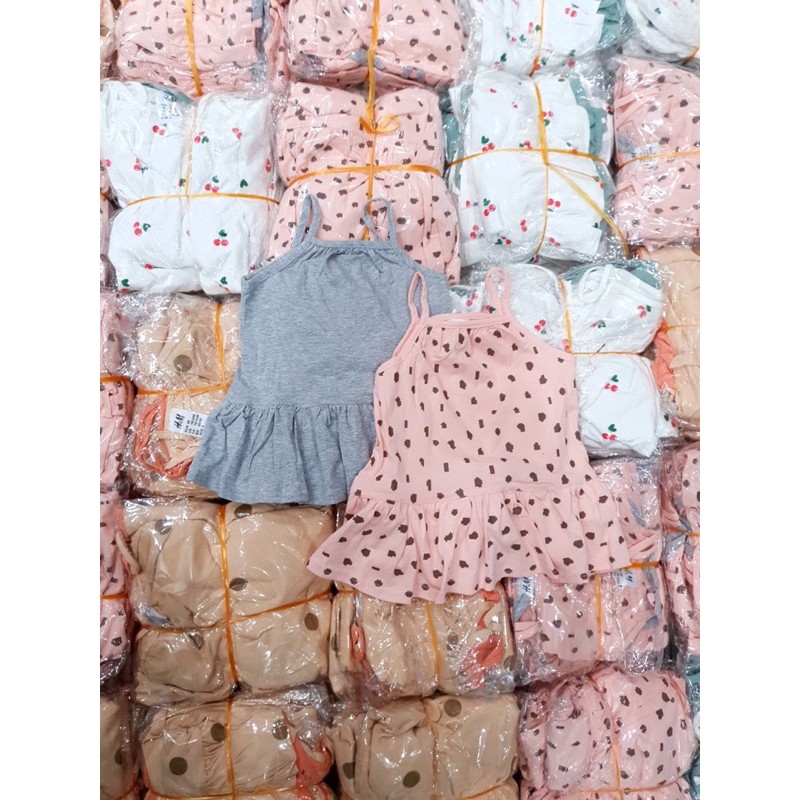 Váy 2 dây cho bé, sét 2 váy hai dây HM chất cotton hàng xuất dư cho bé từ 8 đến 20kg