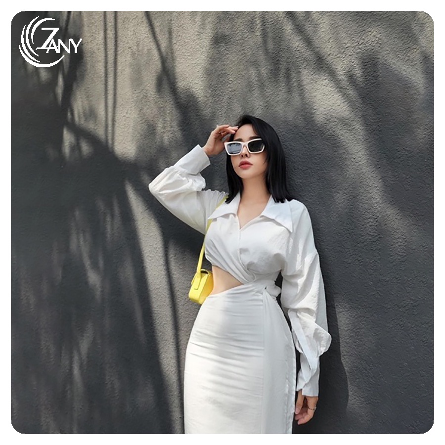 Đầm Cổ Vest Vạt Chéo Đi Biển Gồm 3 Màu Cực Sang