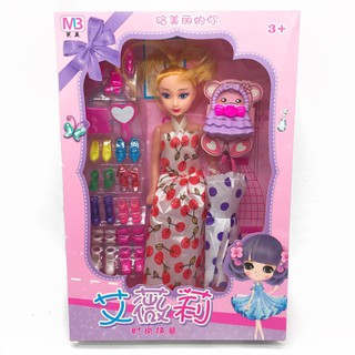 Búp Bê Barbie Khớp Có Tủ Giày, Váy, Túi Xách Để Thay