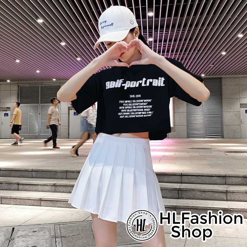 Áo croptop thun nữ Salf Portrair cực cool Hàn Quốc, áo thun nữ HLFashion