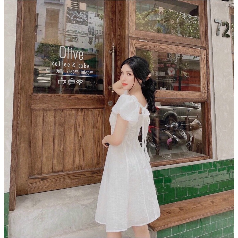 VÁY VOAN TAY BỒNG THẮT NƠ LƯNG