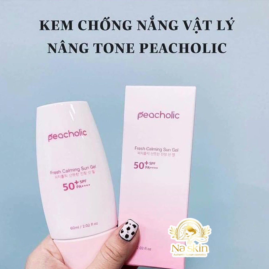 Kem Chống Nắng Peacholic Fresh Calming Sun Gel Nâng Tone 2-3 Lần, Dưỡng Trắng Sáng Da SPF 50+,PA++++ thể tích 60ml