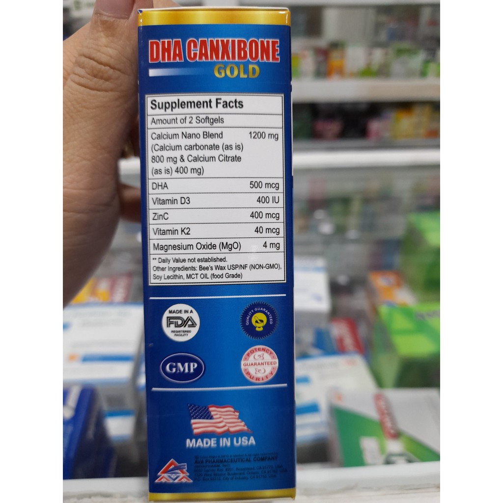 Viên uống bổ sung Canxi DHA Canxibone Gold-Hộp 30 viên,Bổ sung vitamin D3, cải thiện thiếu hụt canxi