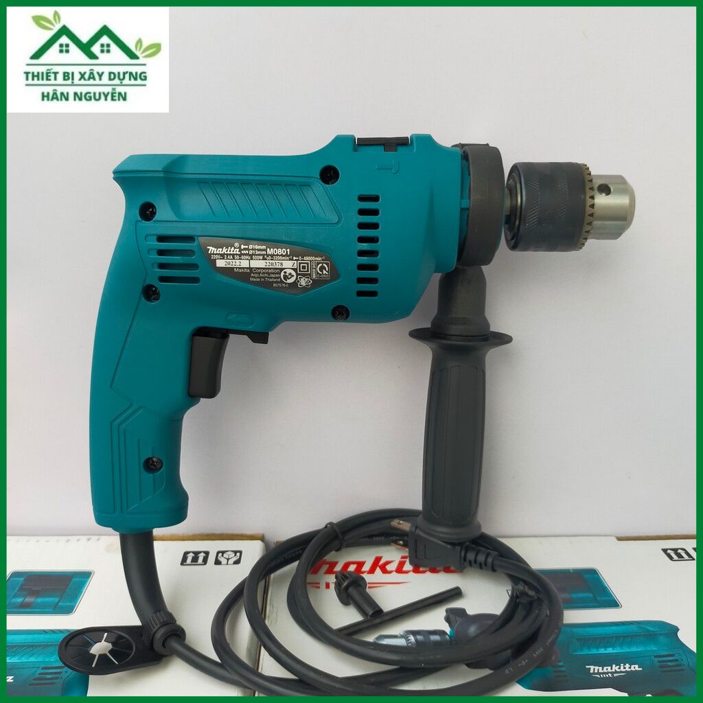Máy khoan cầm tay Makita M0801 đầu 13mm,chuyên khoan tường,sắt,gỗ,gạch,bê tông