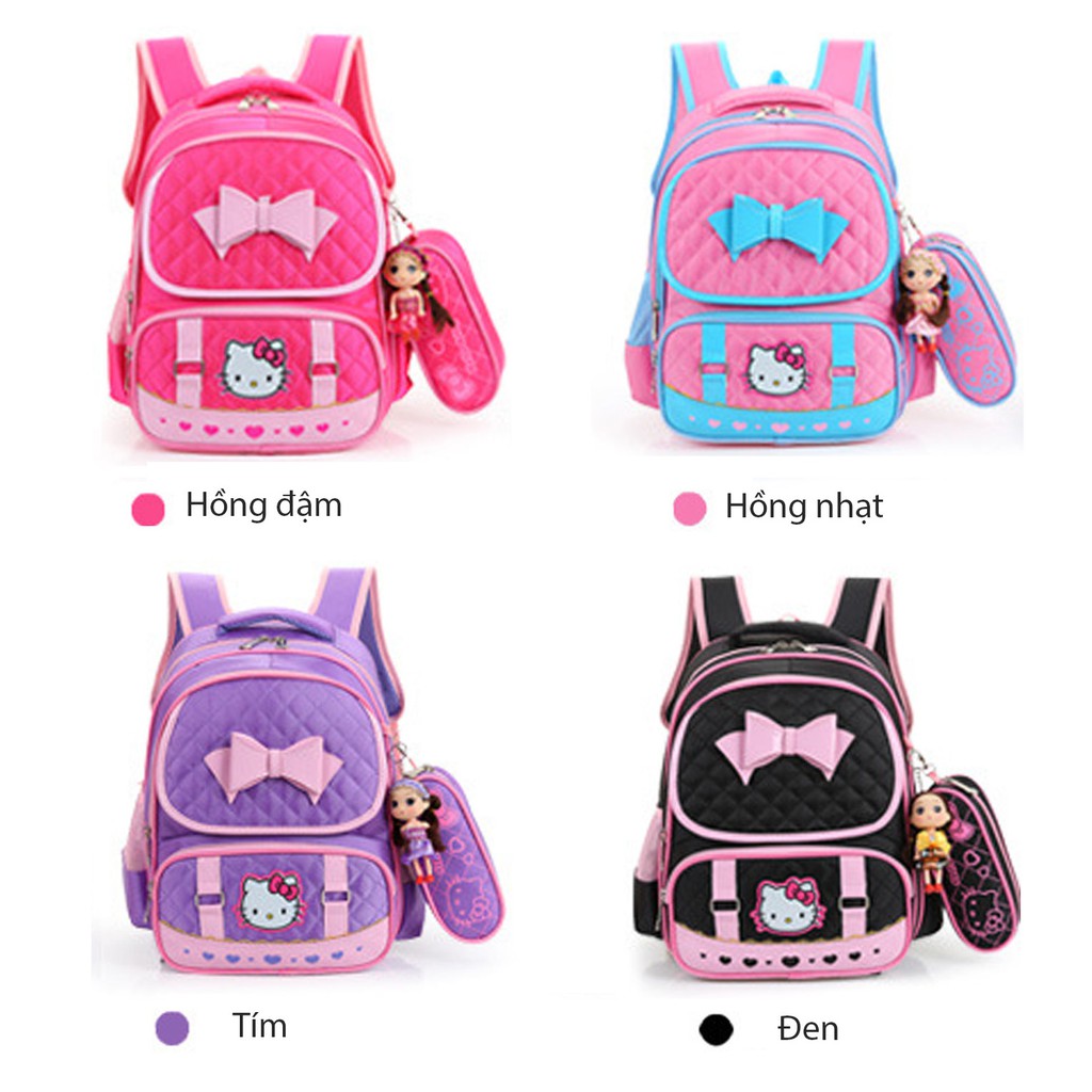 [ Balo đi học ] Balo trẻ em cao cấp Hello Kitty chính hãng chống gù lưng BB502