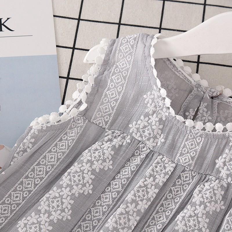 Áo không tay viền ren hoa phong cách Hàn Quốc cho bé gái