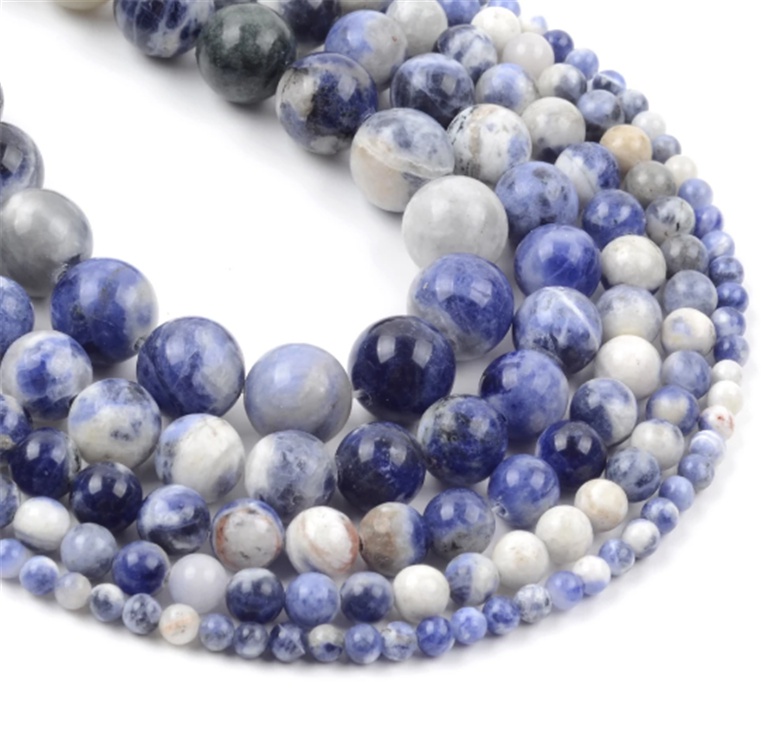 Chuỗi Hạt Đá Sodalite Tự Nhiên Dùng Tự Làm Trang Sức