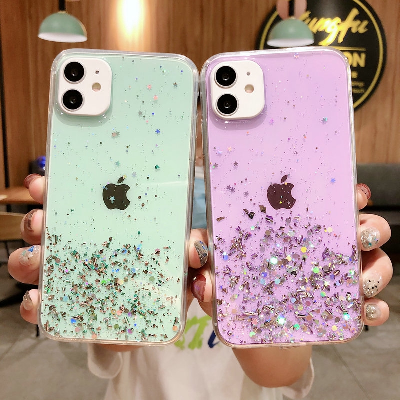 PT| 【COD&Ready Stock】Purple Green Ốp điện thoại Glitter For Reno 3 4 5 OPPO A15 A15S A54 A94 A93 A53 A33 A5 A9 A31 A91 2020 A12E A52 A92 A1K A3s A5s A7 A12 Neo 9 A37 A37F A39 A57 A71 A83 F1s F3 Plus F5 Youth F7 F9 F11 Pro mềm họa tiết sao trời