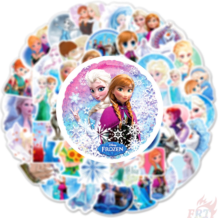 DISNEY Bộ 100 Cái/Bộ ❉ Hình Dán Công Chúa Băng Giá Disney:Anna &amp; Elsa ❉ Miếng Dán Trang Trí Đa Năng DIY Thời Trang