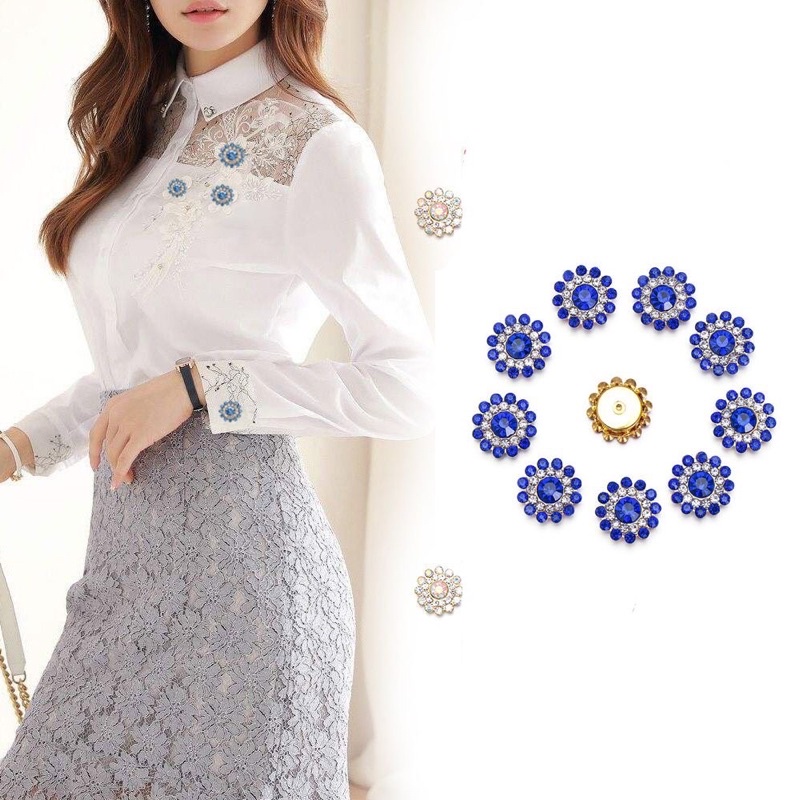 Đá cúc áo hình hoa mai phụ kiện đính kết quần áo hạt 14cm