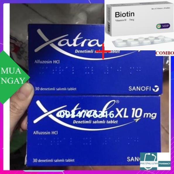 Combo Biotin 5mg+ Xatral XL 10mg giảm phì đại tuyến tiền liệt, bí tiểu, tiểu khó