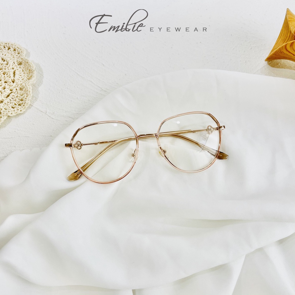 Gọng kính nam nữ bầu tròn kim loại bọc nhựa Emilie eyewear phụ kiện thời trang 2079