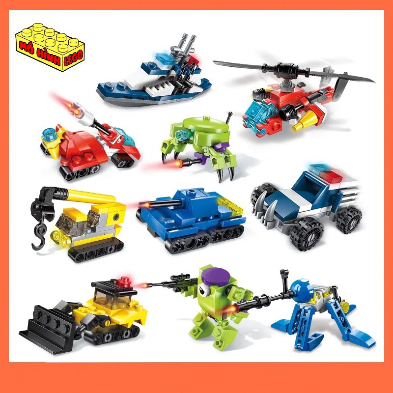 Đồ chơi xếp hình lego giá rẻ 3 trong 1 Qman 2101 mô hình xe, máy bay, khủng long sáng tạo cho bé