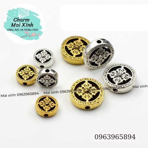 Bánh Xe Pháp Luân 12mm - phụ kiện xâu vòng tay nam nữ, charm phối vòng tay phong thuỷ handmade tự làm