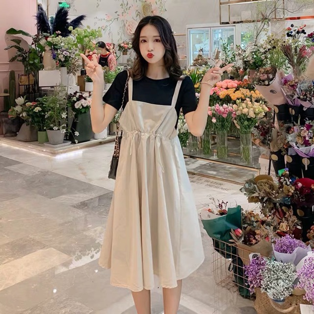 Sét yếm váy thô chun eo CH12