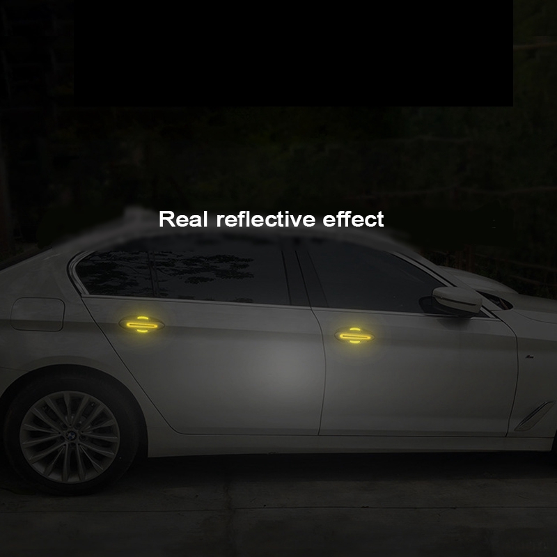 Set 4 Miếng Dán Phản Quang 3D Cảnh Báo An Toàn Cho Tay Nắm Cửa Mở Cửa Xe Hơi