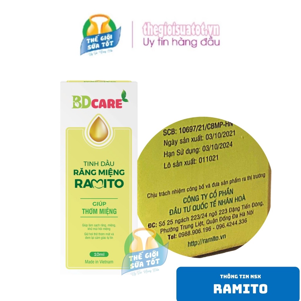 Tinh dầu răng miệng Ramito -10ml - Làm Sạch, Tạo Hơi Thở Thơm Mát, Dứt Điểm Các Vấn Đề Răng Miệng Thegioisuatot.vn