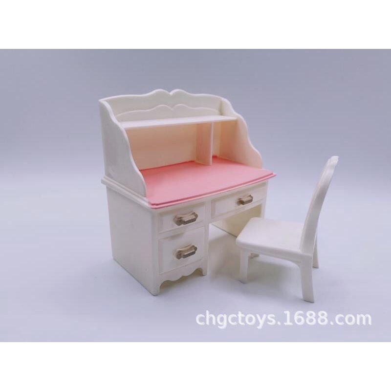 Bộ bàn ghế + đèn + laptop trang trí cho nhà búp bê đồ chơi trẻ em bàn học búp bê AD1135