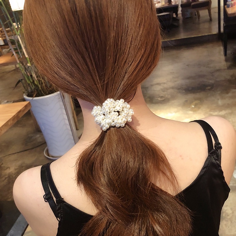 Cột tóc đính hạt nhựa phong cách hàn quốc