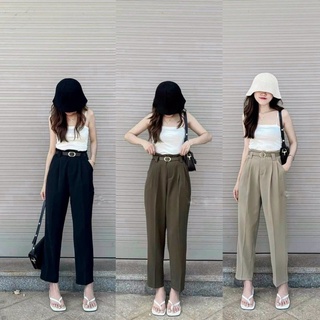 Quần baggy nữ kèm thắt lưng, chất ruby dày dặn hàng loại 1_V89