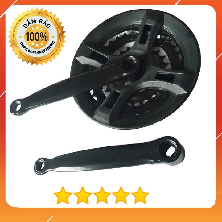 Giò dĩa xe đạp, đùi dĩa thép 3 tầng 24/34/42T-170mm cốt vuông
