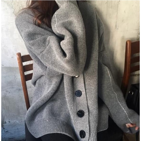 Áo khoác len nữ, áo cadigan nữ xám, trắng unisex, oversize, bigsize 2021 | BigBuy360 - bigbuy360.vn