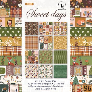Sweet days - giấy in họa tiết 15*15cm làm thiệp, scrapbook, lovebox, mini album...