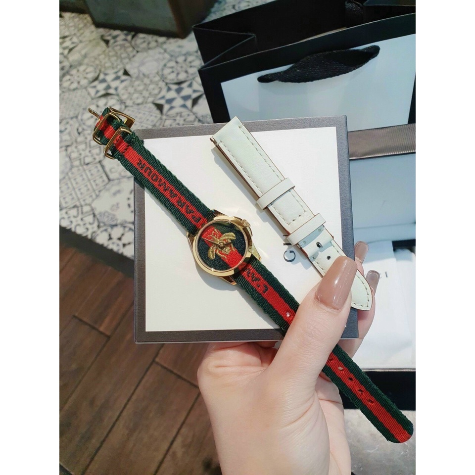 Đồng hồ nữ GUCCI ong 28mm, tặng kèm bộ dây vải + bộ hộp cao cấp, máy Swissquartz pin 5 năm