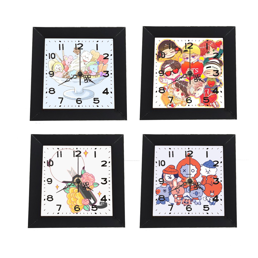 Đồng hồ treo tường bang tan army dạng khung ảnh 13x13 cm DHTI2 đồng hồ cute dễ thương idol kpop