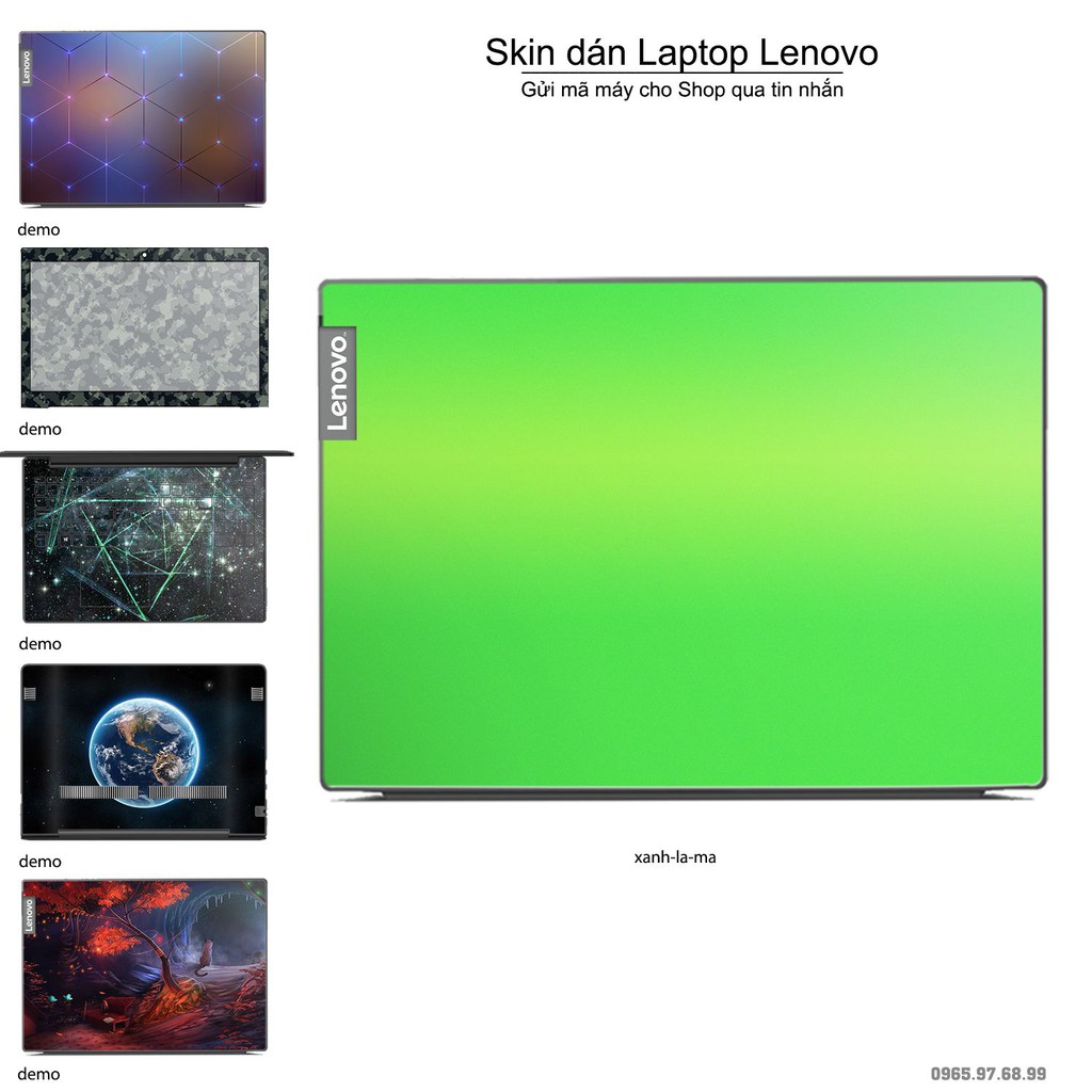 Skin dán Laptop Lenovo màu xanh lá mạ (inbox mã máy cho Shop)