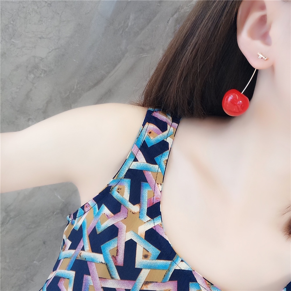Cặp bông tai hình quả cherry pha lê thanh lịch cho nữ