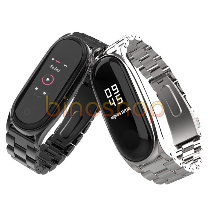 [Xiaomi Miband 4] Dây đeo kim loại mắt to Xiaomi Miband 4 - Bản Plus