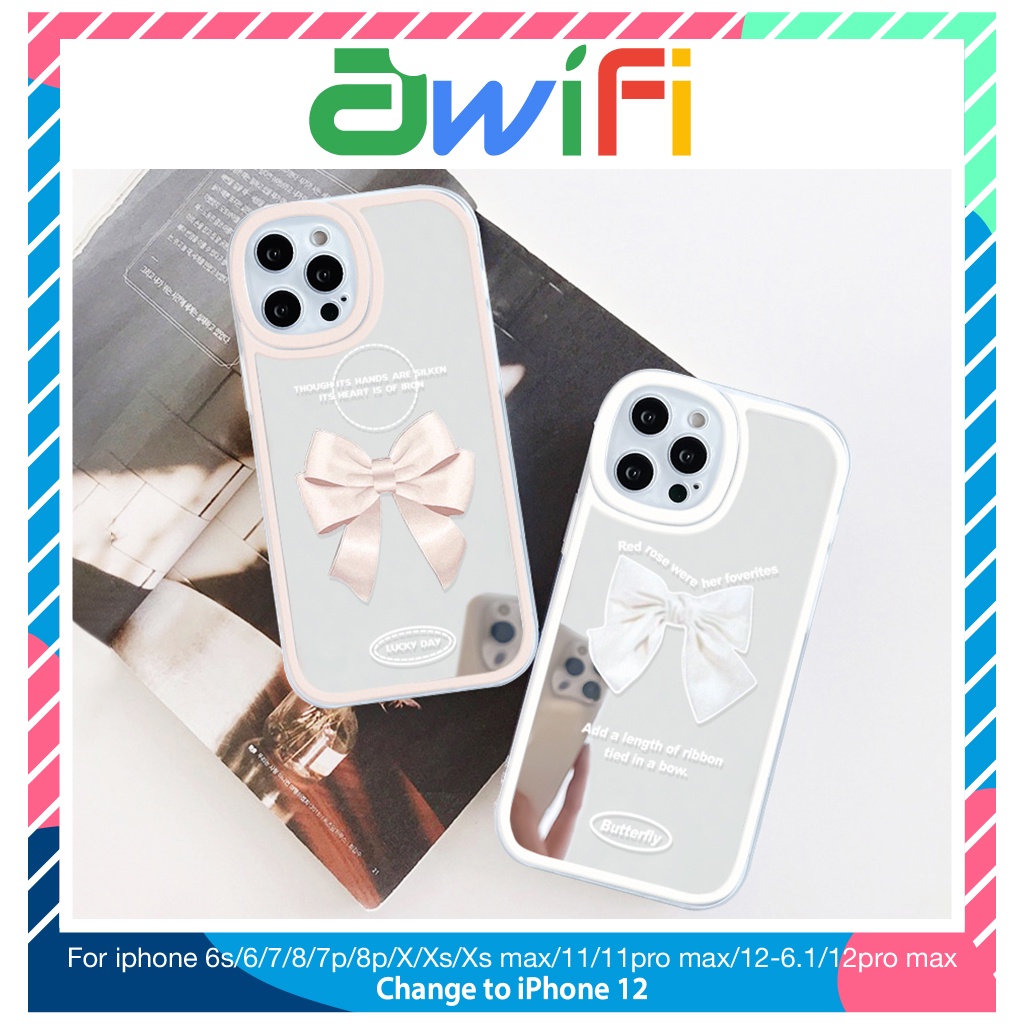 Ốp lưng iphone gương cạnh vuông nơ butterfly 6/6plus/7/7plus/8/8plus/x/xs/11/12/13/pro/max/plus/promax-Sale HOT U3-12