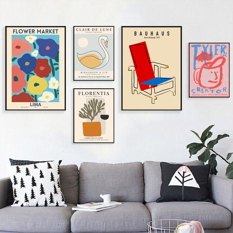Tranh vải canvas treo tường in hình trừu tượng trang trí tối giản phong cách Bắc Âu