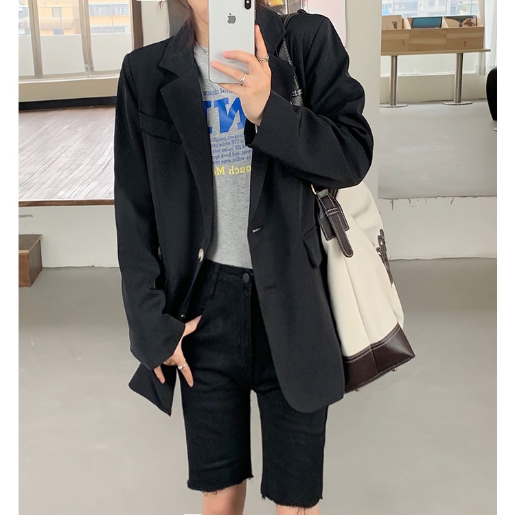 Áo Khoác Dáng Rộng 49340 Có Đệm Vai Dễ Phối Đồ Cao Cấp Dành Cho Bạn Nữ