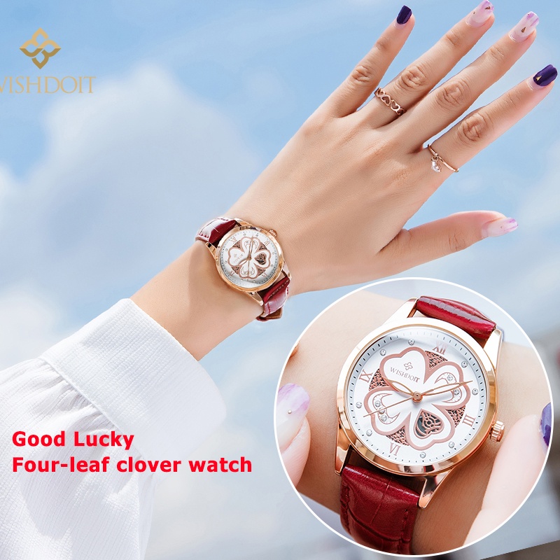 Đồng hồ quartz chống thấm nước với dây đeo da WISHDOIT