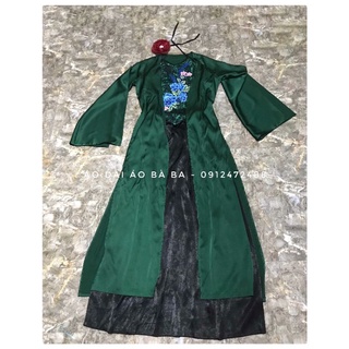 Set tứ thân lụa màu xanh lá đậm