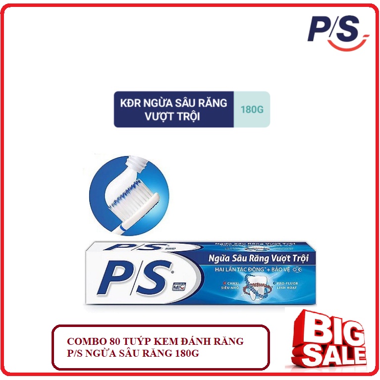 Combo 80 Tuýp Kem Đánh Răng P/S Ngừa Sâu Răng 180g