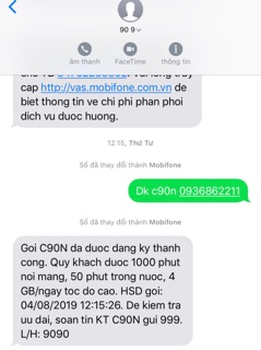 Sim 4G Mobifone Gói Cước C90N